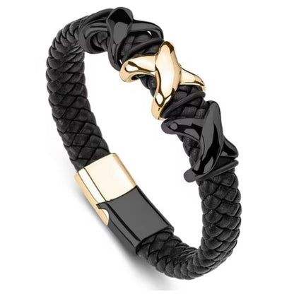 black leather bracelet for men online in pakistan