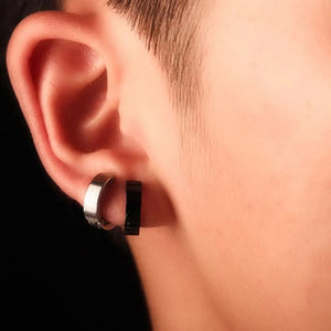 Stainless Steel Black Non-Piercing Magnetic Bali Stud Earring For Men