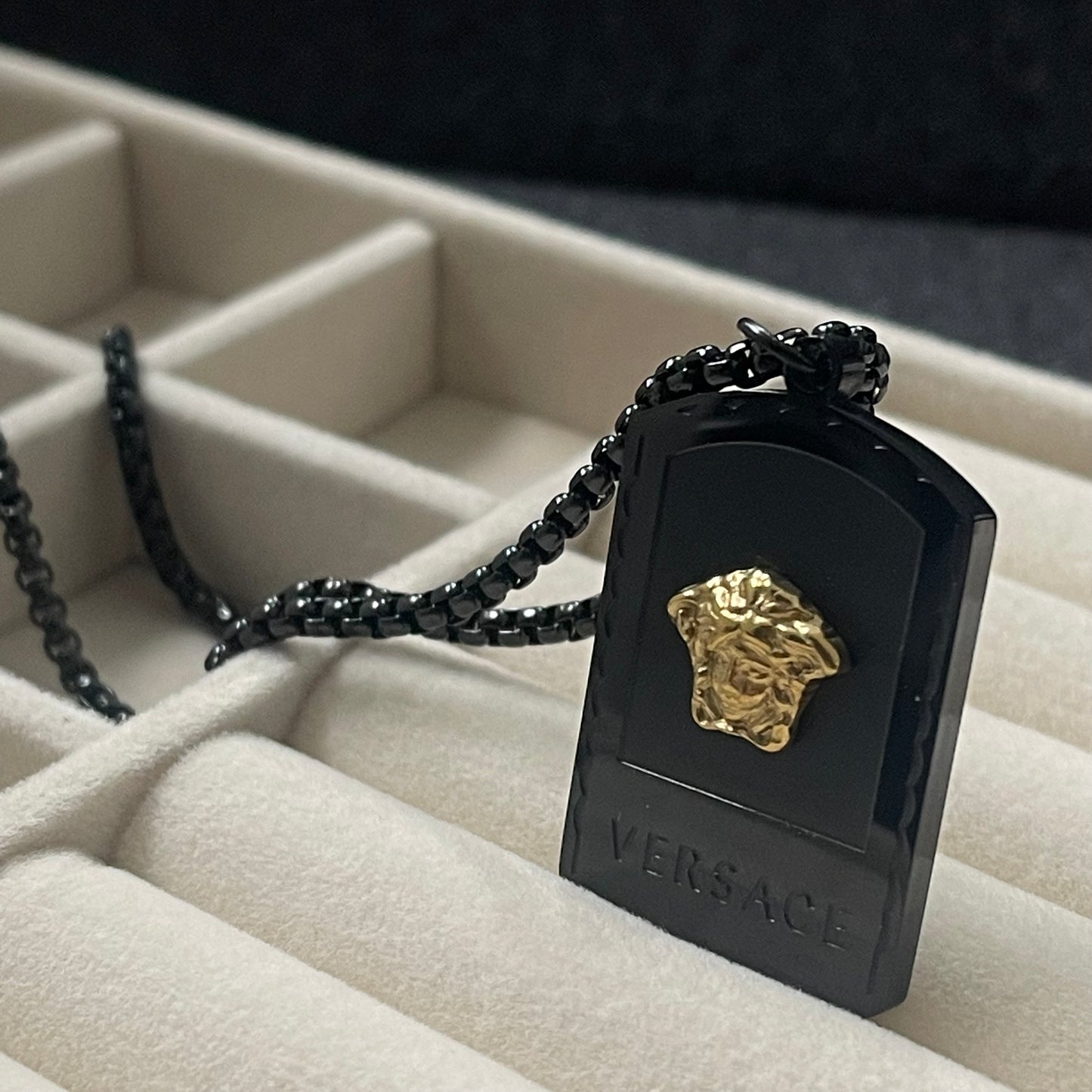black versace medusa pendant necklace for men women online in pakistan