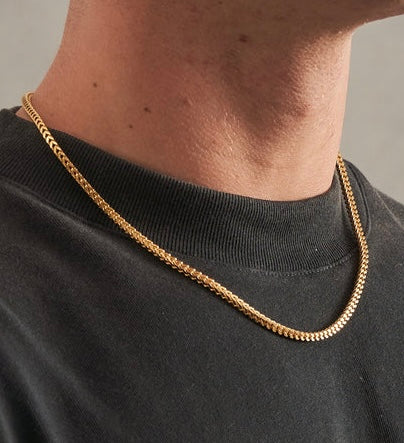 2mm golden Square Franco neck chain for men online in Pakistan