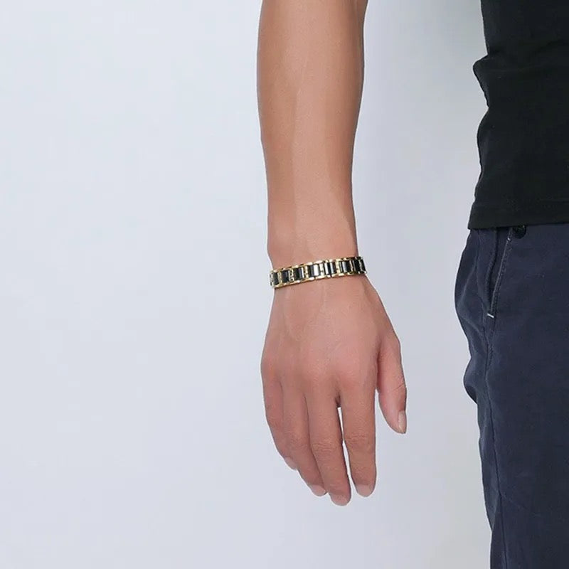 Healing Energy Magnetic Hematite Steel Black Ceramic Bracelet For Men