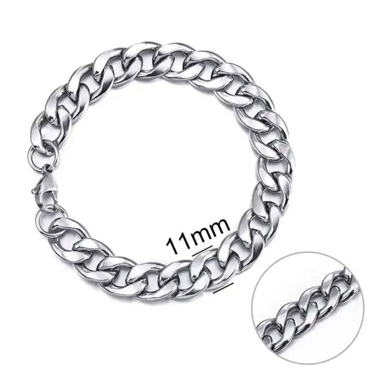 11mm stainless steel silver bracelet for men online in pakistan