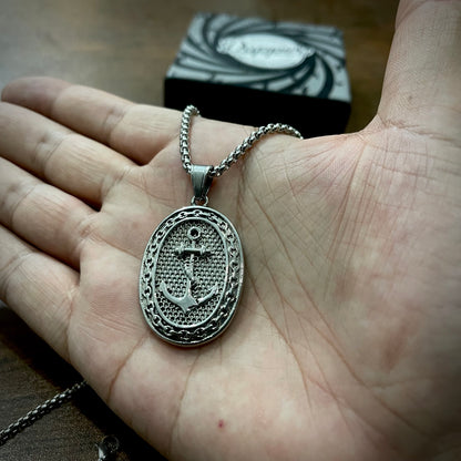 Antique Silver Anchor Pendant Necklace