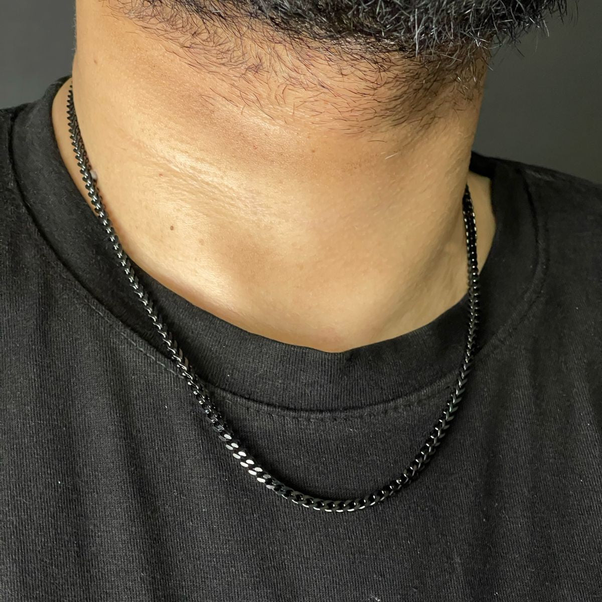 3mm black franco neck chain and bracelet set for men online in Pakistan