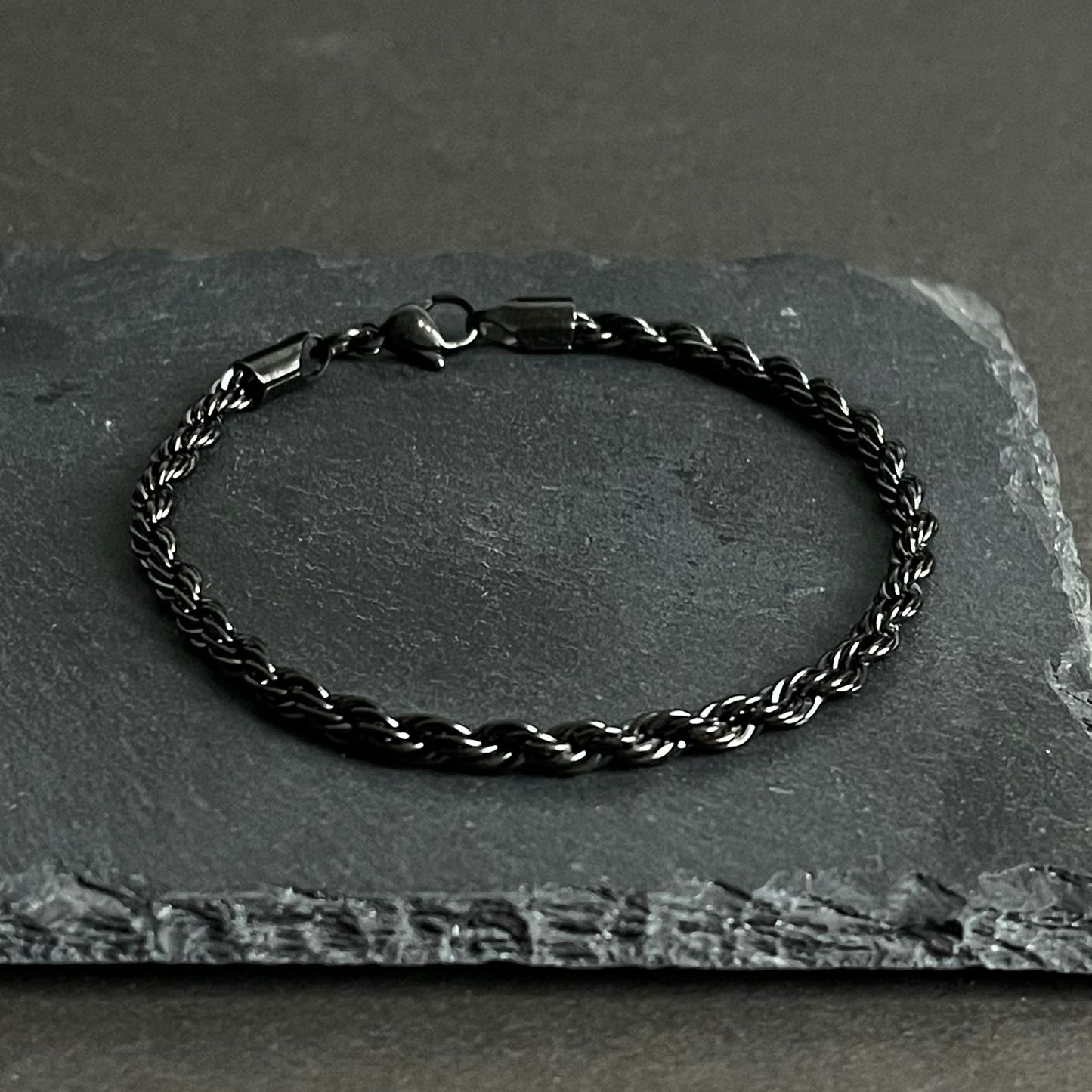 3mm black rope chain bracelet for men online in Pakistan