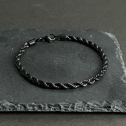 3mm black rope chain bracelet for men online in Pakistan