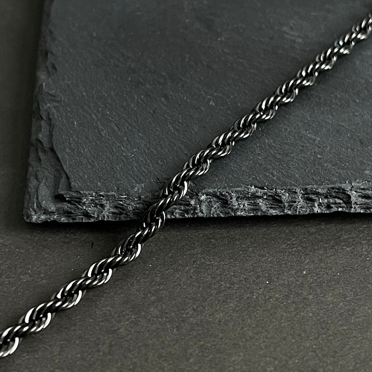 3mm black rope chain bracelet for men online in Pakistan