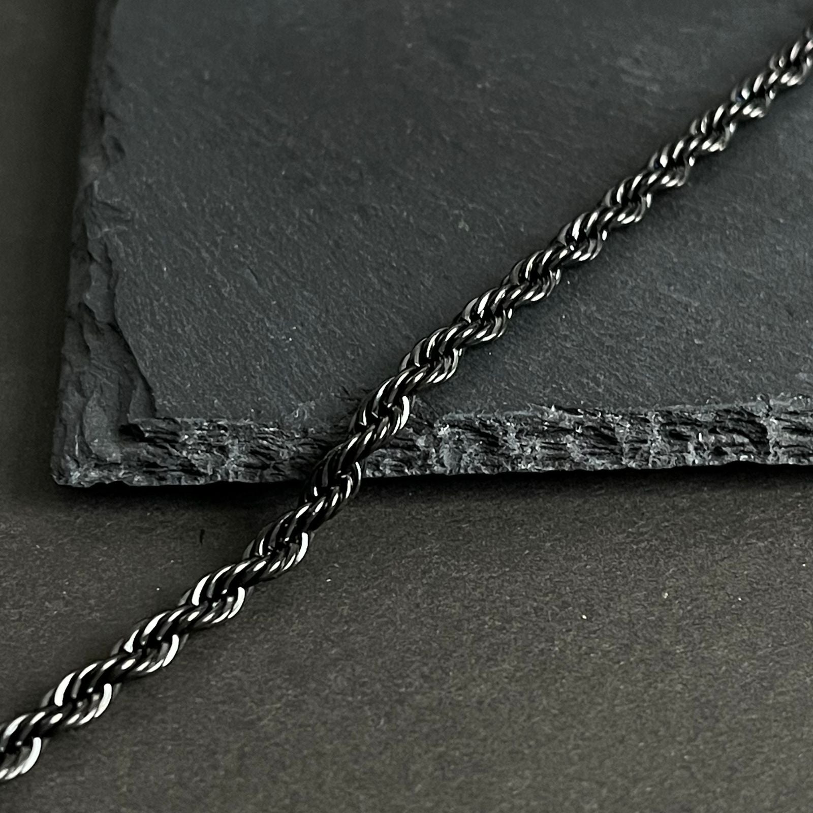 3mm black rope chain bracelet for men online in Pakistan