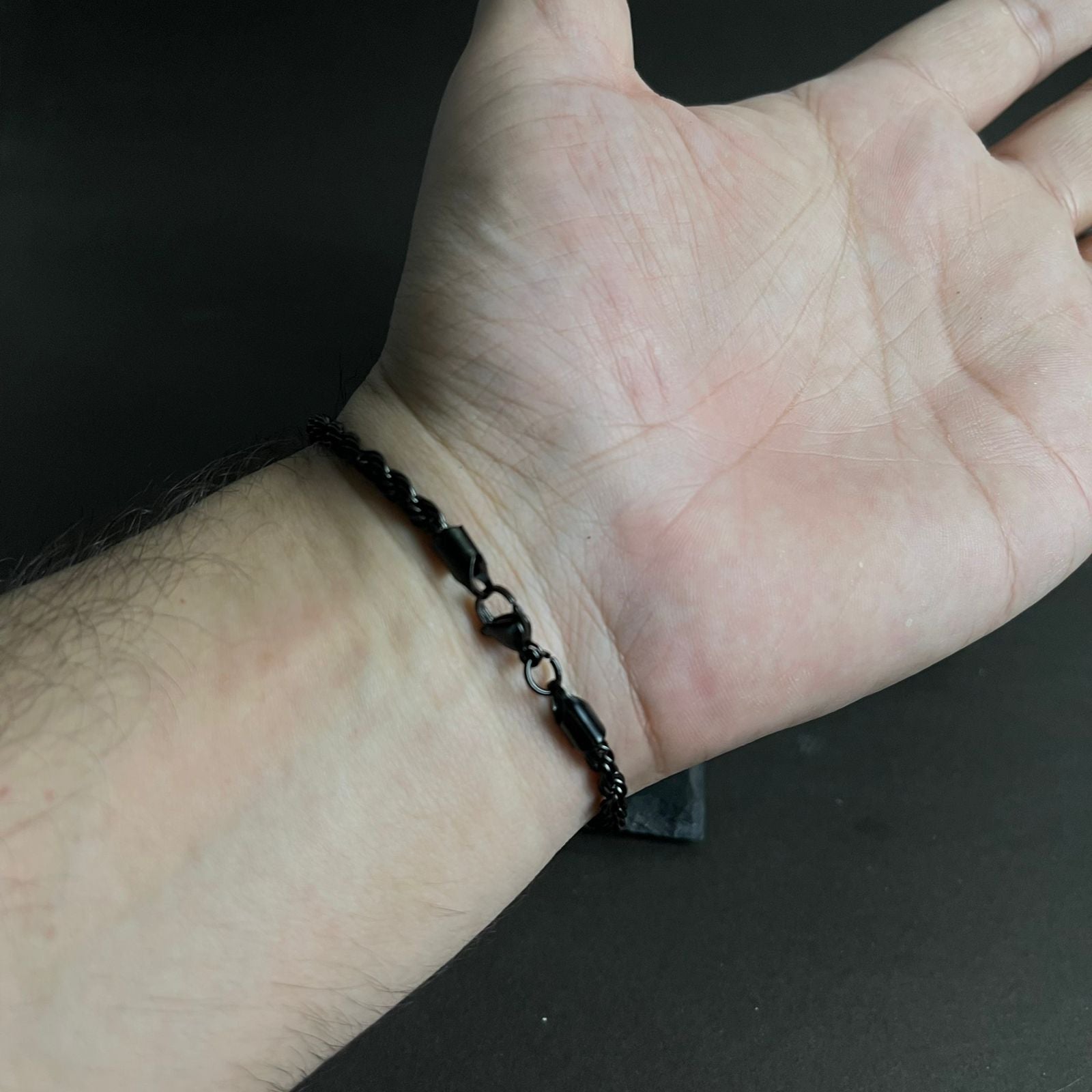 3mm black rope chain bracelet for men online in Pakistan