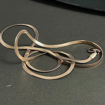 3mm rose gold flat snake neck chain for men online in Pakistan