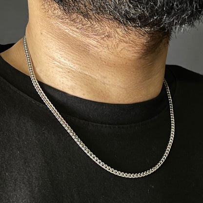 3mm silver franco square neck chain and bracelet set for men online in Pakistan