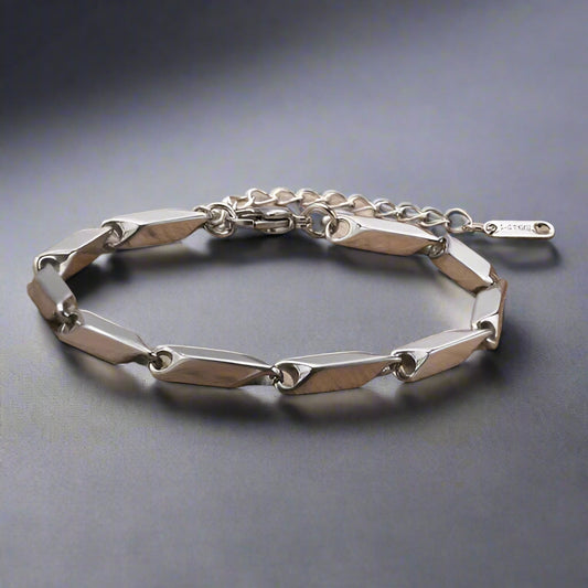 3mm silver rice link stainless steel chain bracelets for men online in Pakistan