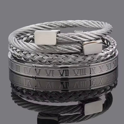 3pcs luxury Silver bracelet Set For Men Online In Pakistan
