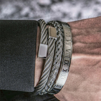 3pcs luxury Silver bracelet Set For Men Online In Pakistan