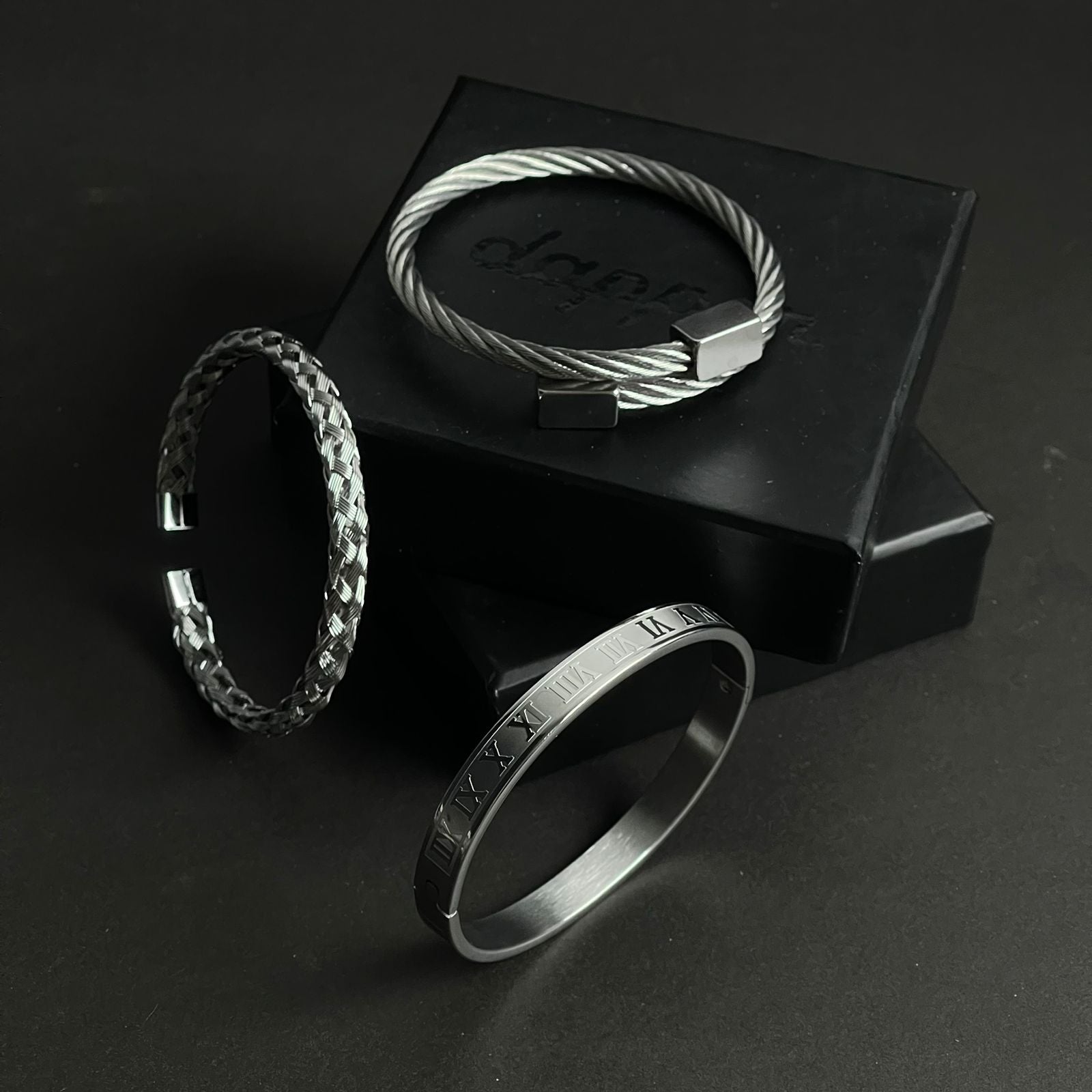 3pcs luxury Silver bracelet Set For Men Online In Pakistan