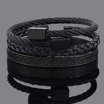 3pcs luxury black bracelet Set For Men Online In Pakistan