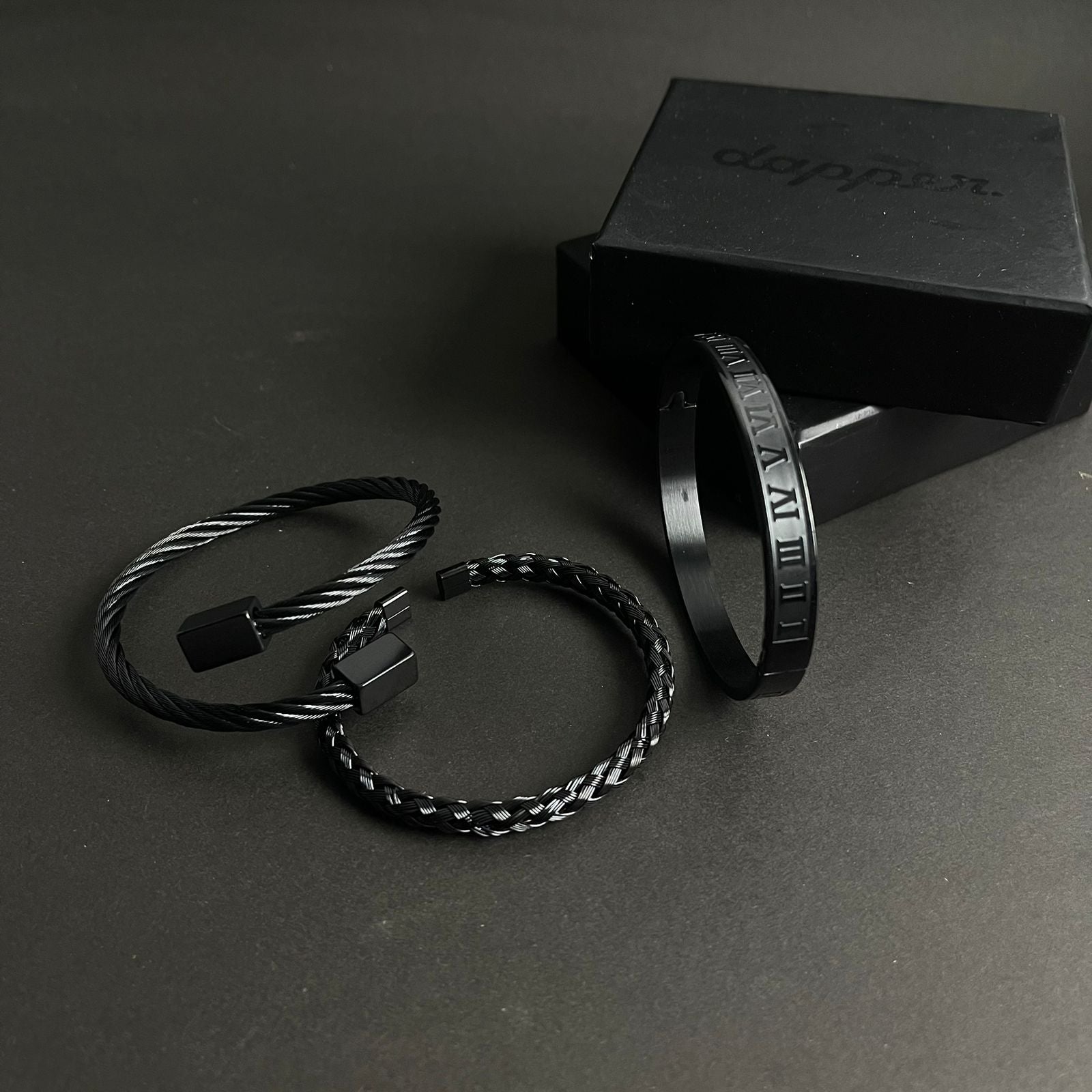 3pcs luxury black bracelet Set For Men Online In Pakistan