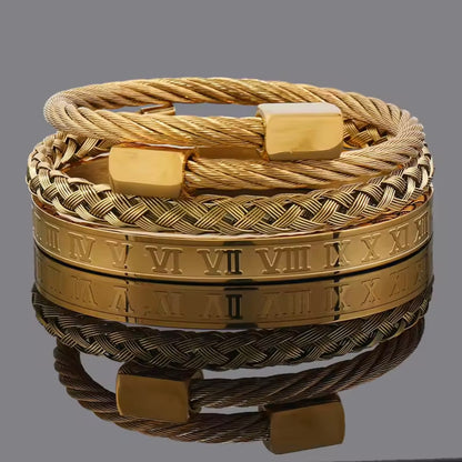 3pcs luxury golden bracelet Set For Men Online In Pakistan