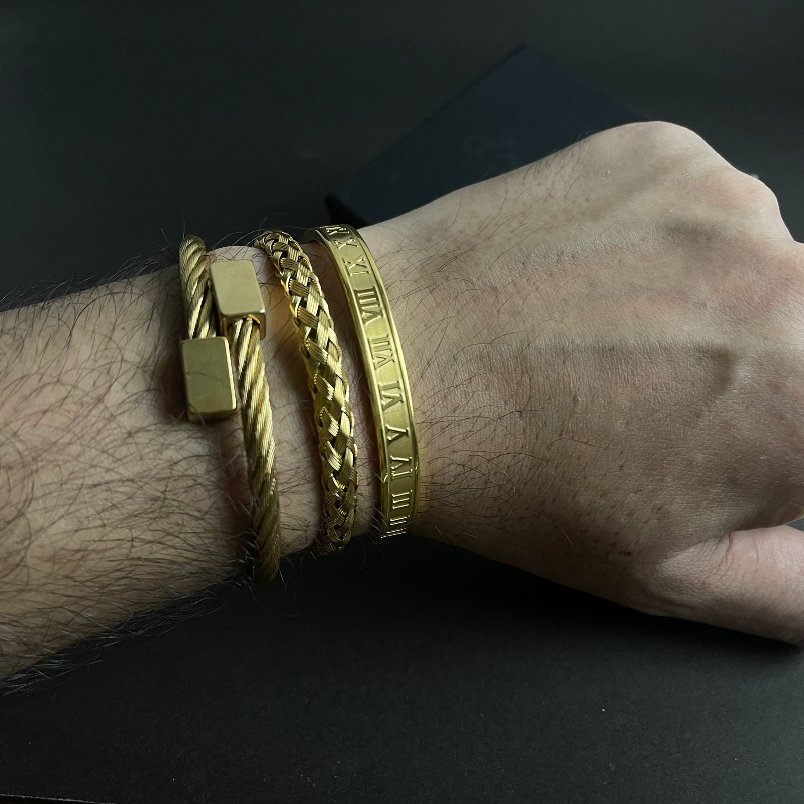 3pcs luxury golden bracelet Set For Men Online In Pakistan