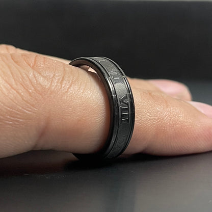 roman numeral titanium Black ring for men online in pakistan