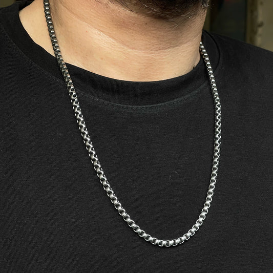 6mm Silver Box Chain Necklace For Men