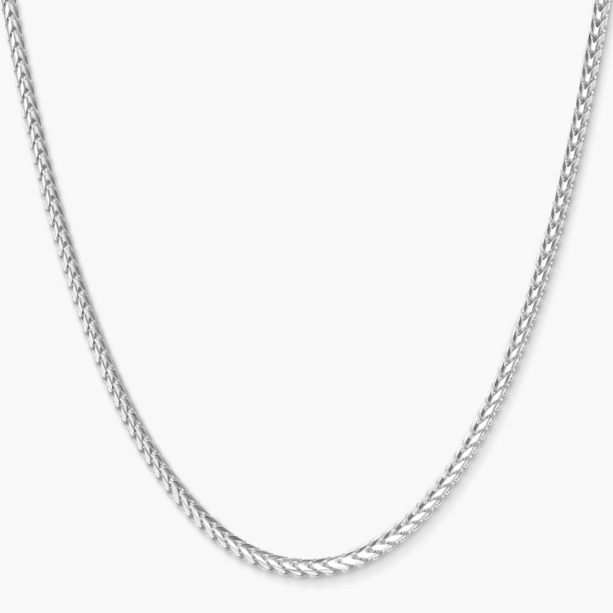 2mm silver Square Franco neck chain for men online in Pakistan