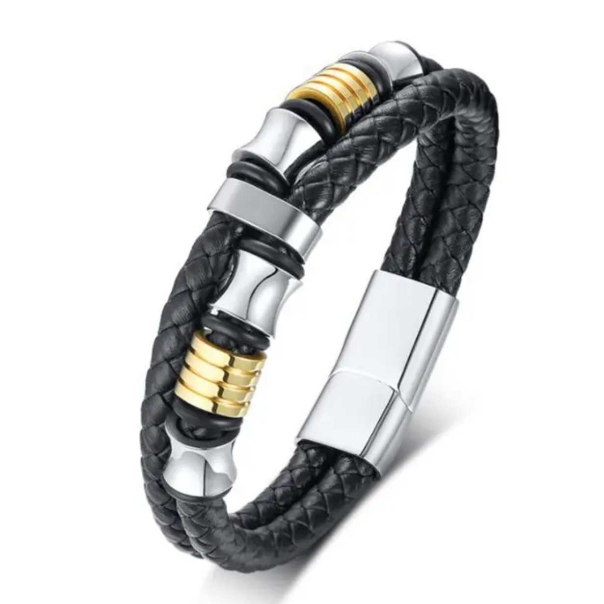 black leather bracelet for men online in pakistan