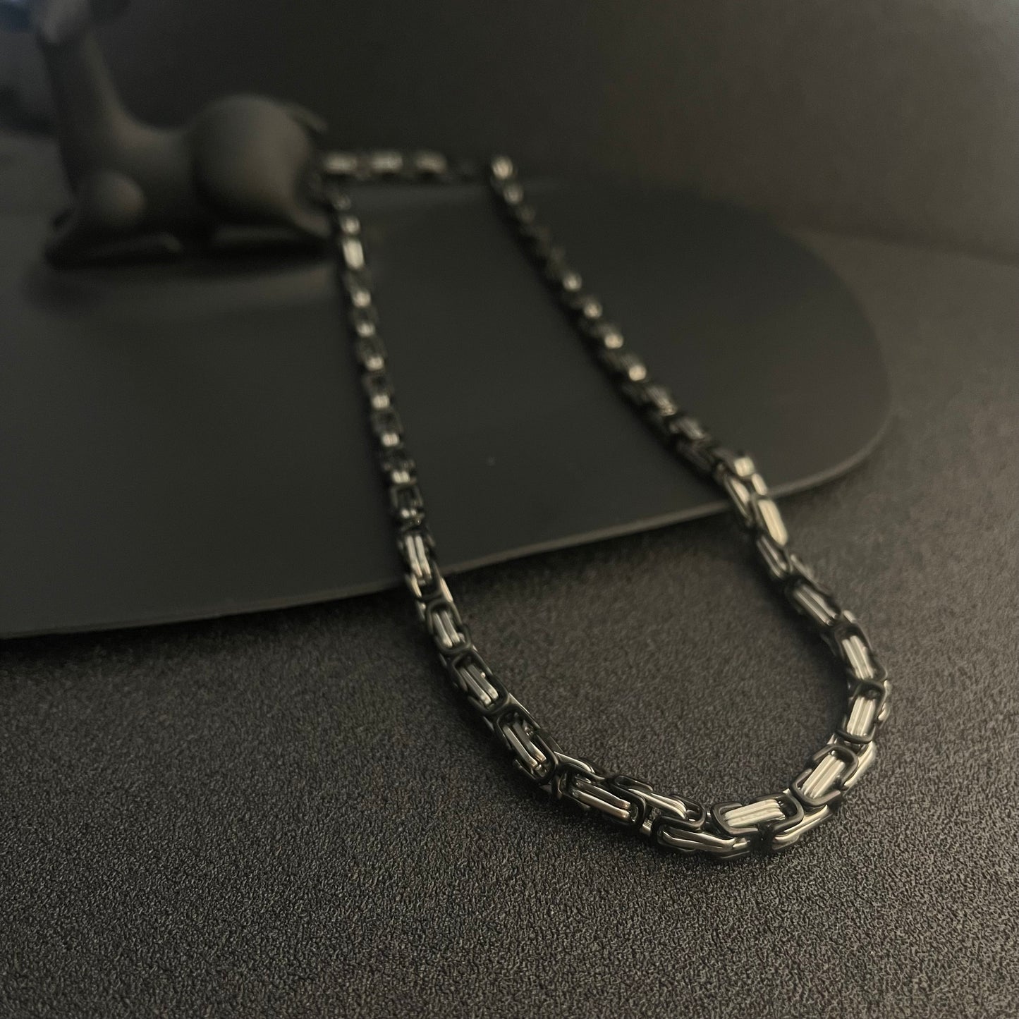 5mm Black silver byzantine link neck chains for men online in Pakistan