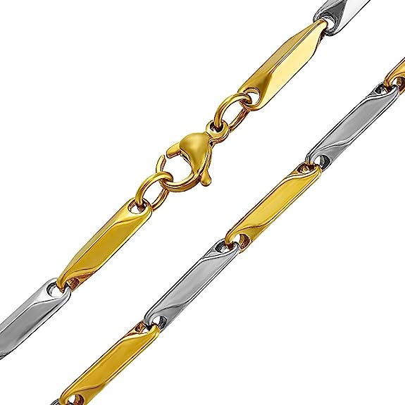 3mm stainless steel golden silver rice neck chain for men and boys in pakistan