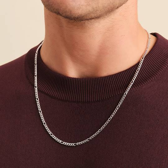 3mm figaro neck chain for men silver in pakistan