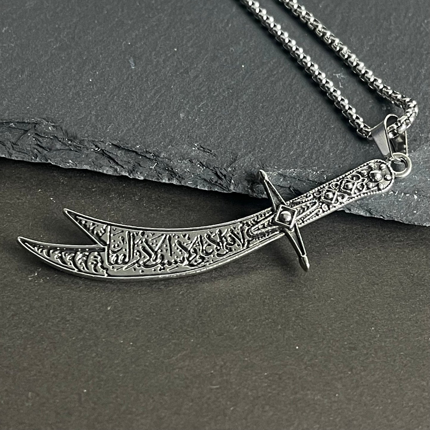 La-Fateh Illa Ali Zulfiqar Sword  Pendant Necklace