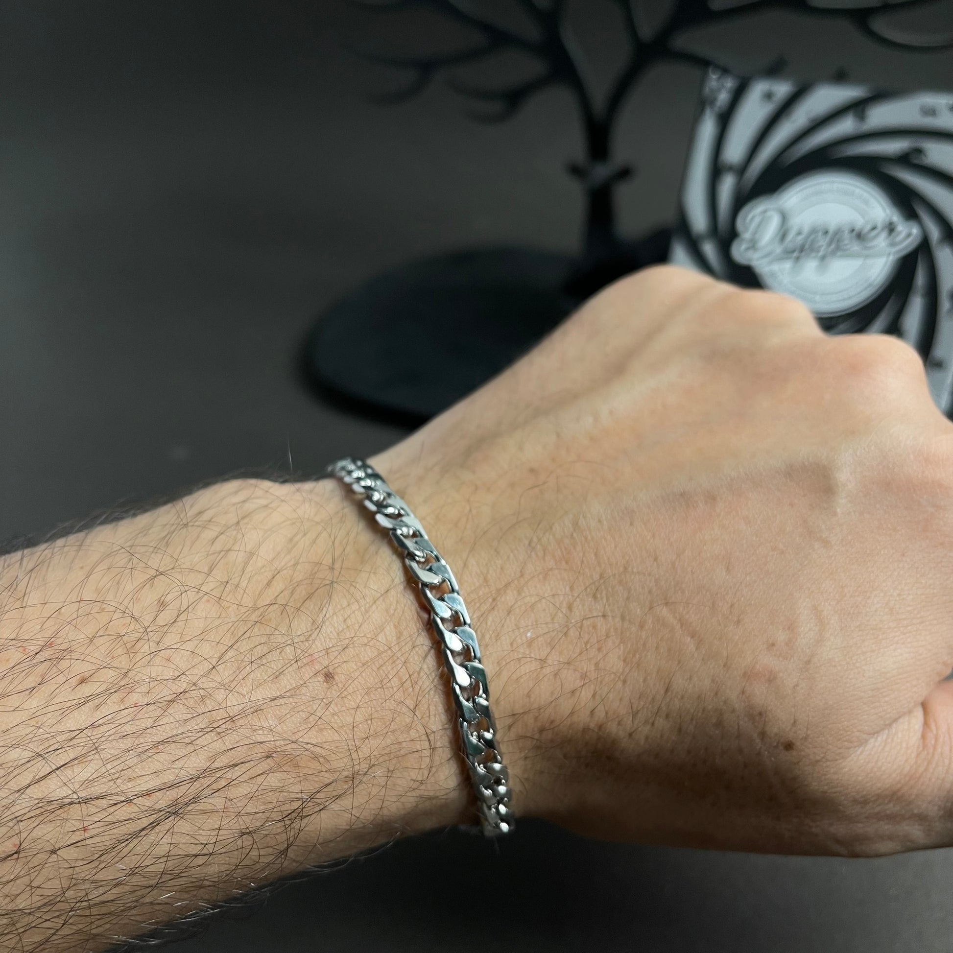 5mm Figaro link silver chain bracelet for men online in Pakistan