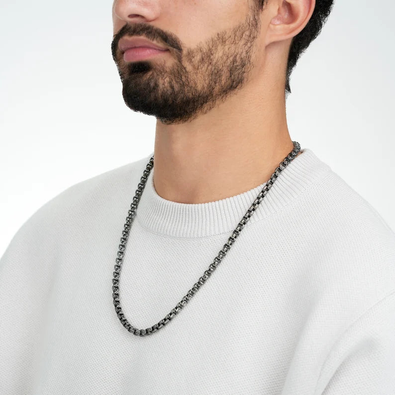 5mm Silver long box neck chain for men boys online in pakistan