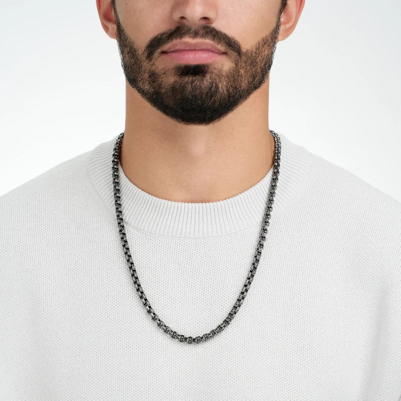 5mm Silver long box neck chain for men boys online in pakistan