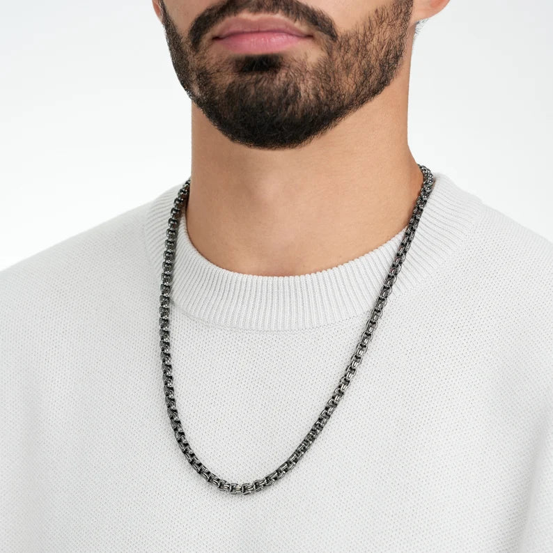 5mm Silver long box neck chain for men boys online in pakistan