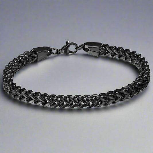 5mm black Franco square stainless steel chain bracelet for men online in Pakistan