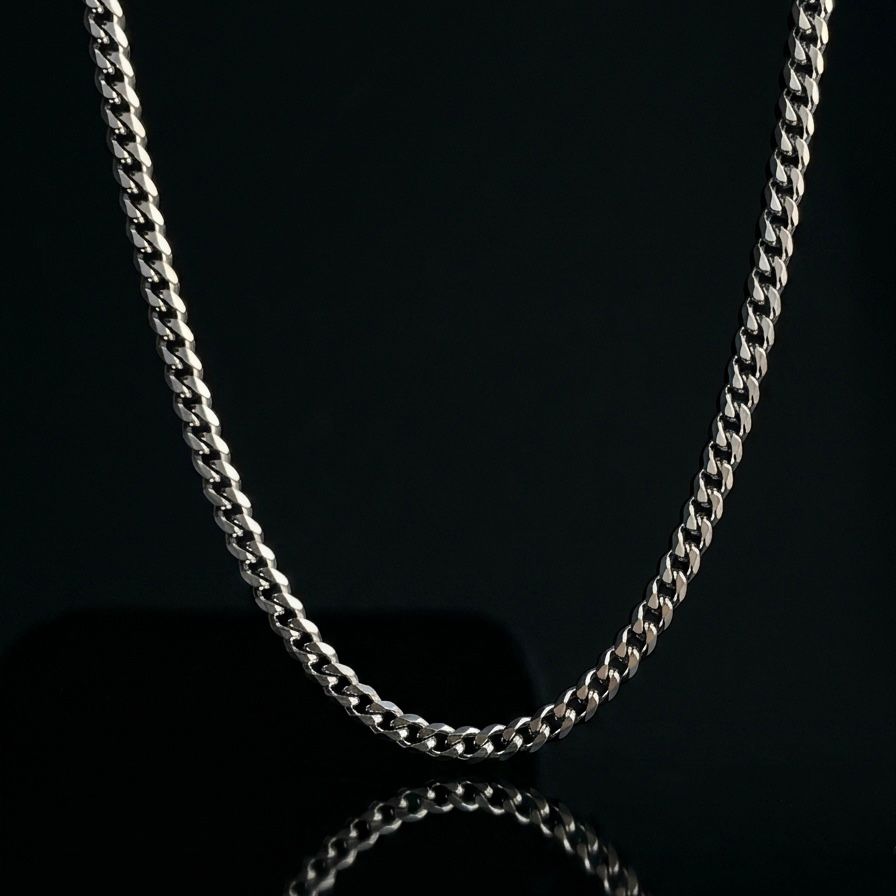 5mm silver Stainless Steel curb link neck chain for men in Pakistan