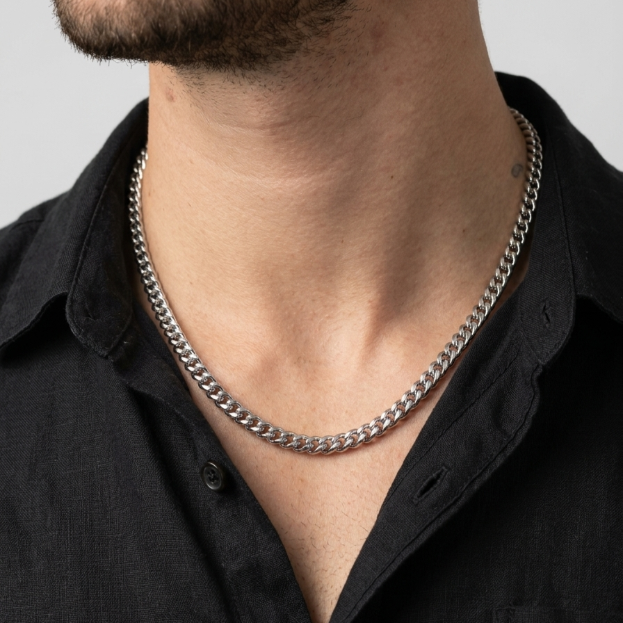 5mm Silver Franco Foxtail Neck Chain - Short