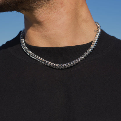 6mm silver square Franco foxtail neck chain for men online in Pakistan 