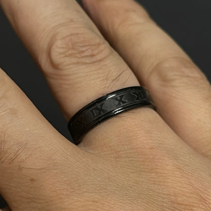 roman numeral titanium Black ring for men online in pakistan