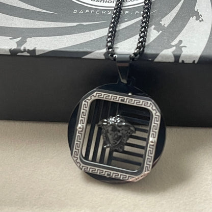 Black silver versace madusa pendant necklace for men women in pakistan