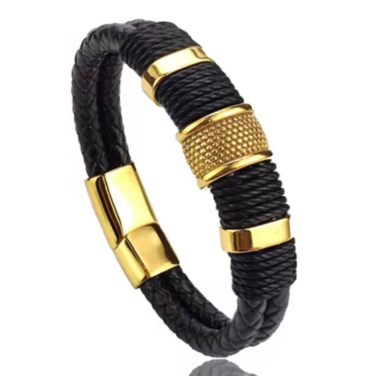 Savage Golden Leather Bracelet For Men