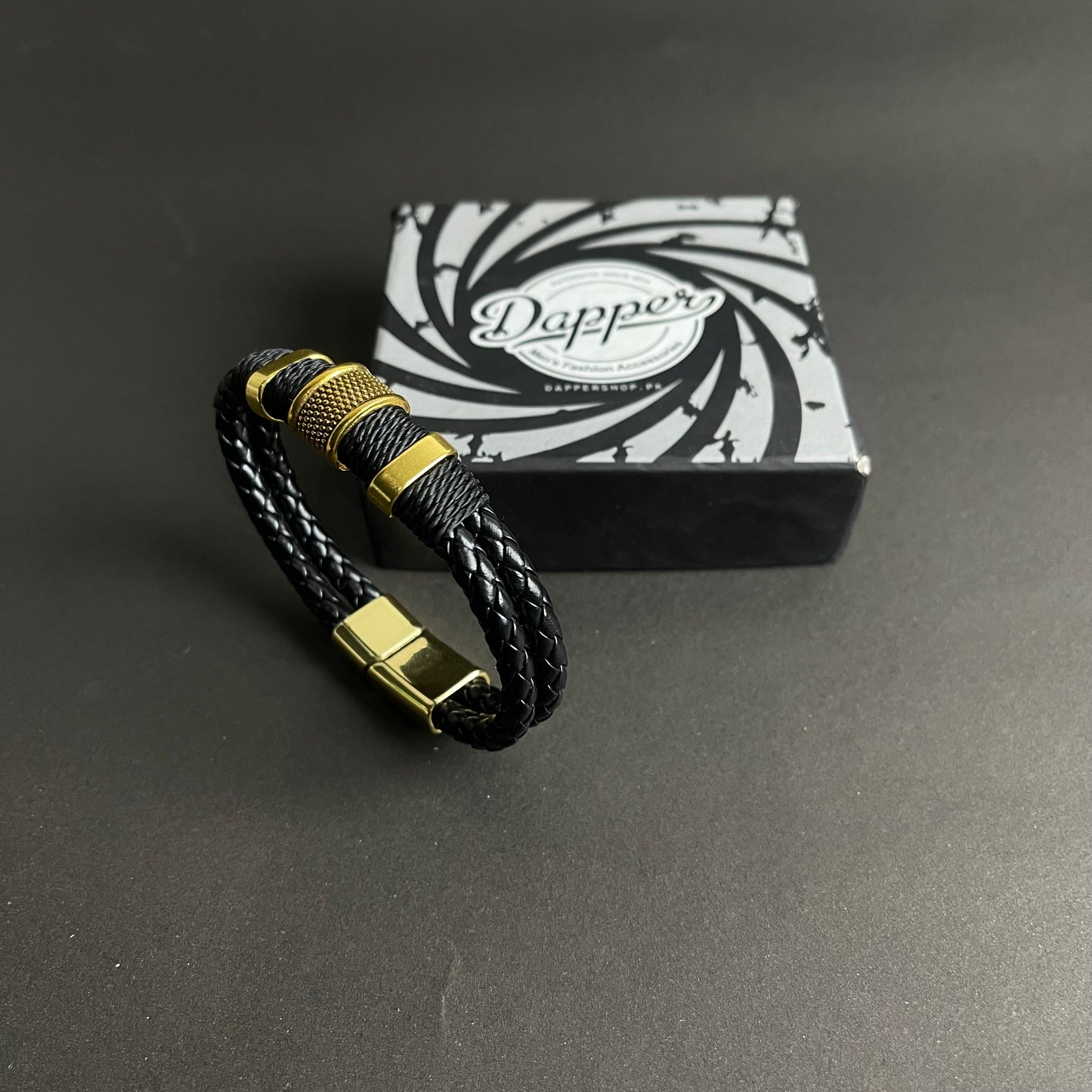 Savage Golden Leather Bracelet For Men