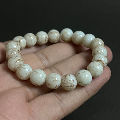 12mm Milky White Agate Beads Bracelet For Men Women