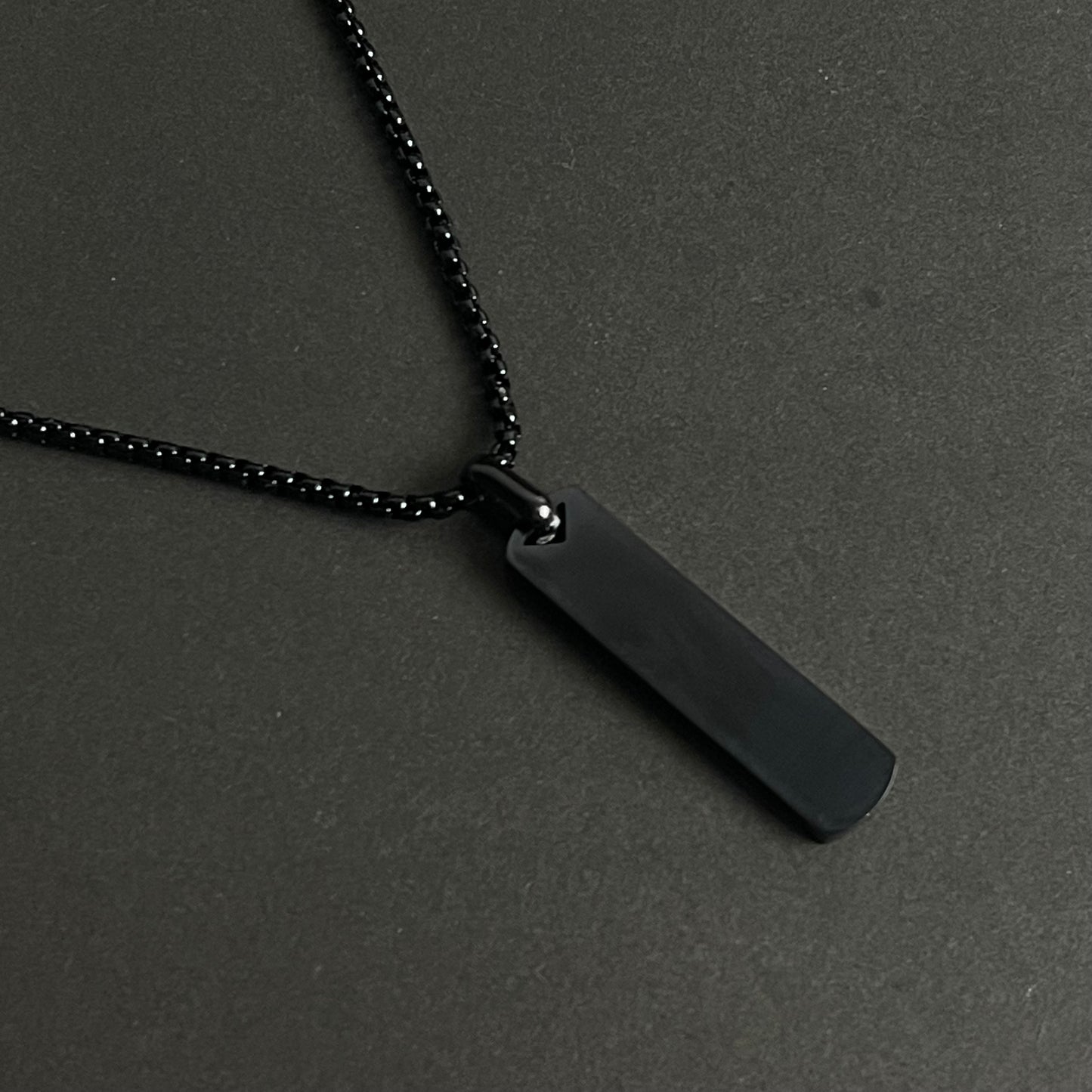 Black Flat Bar Pendant With Curb Chain