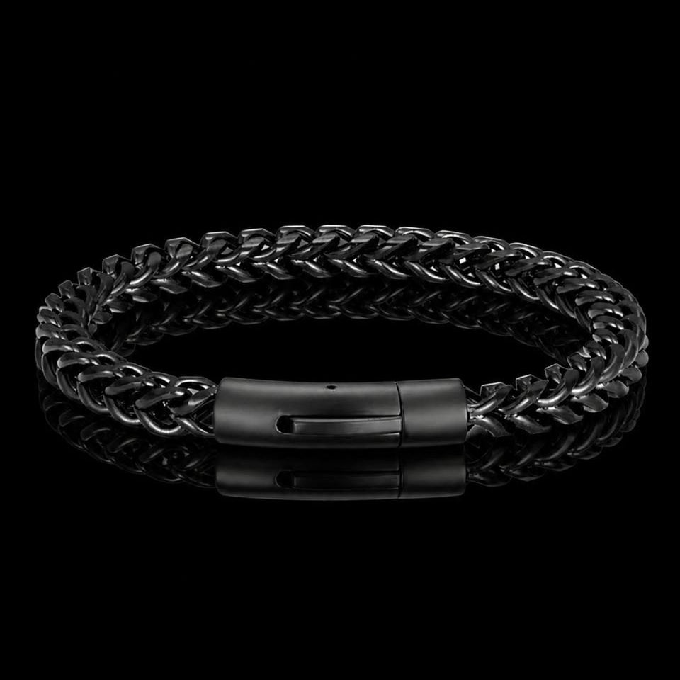 6mm black stainless steel Franco chain bracelet for men online in Pakistan
