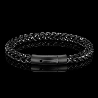 6mm black stainless steel Franco chain bracelet for men online in Pakistan