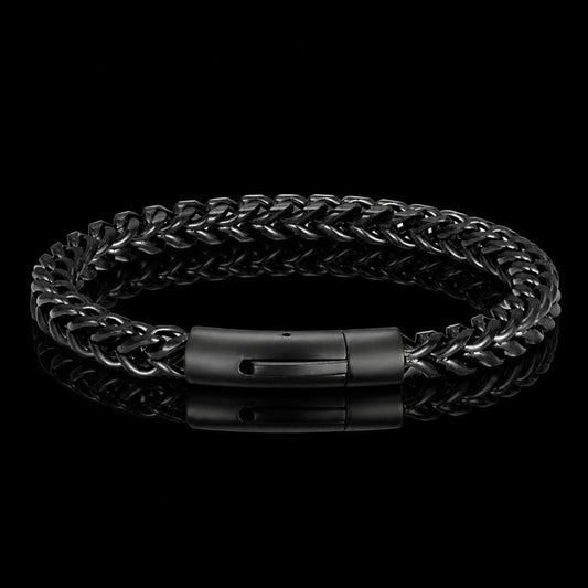 6mm black stainless steel Franco chain bracelet for men online in Pakistan
