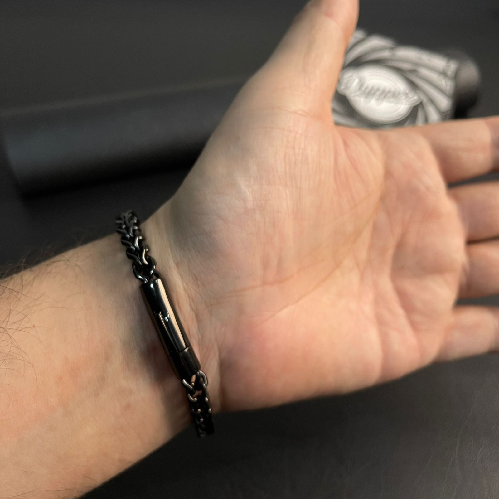 6mm black stainless steel Franco chain bracelet for men online in Pakistan