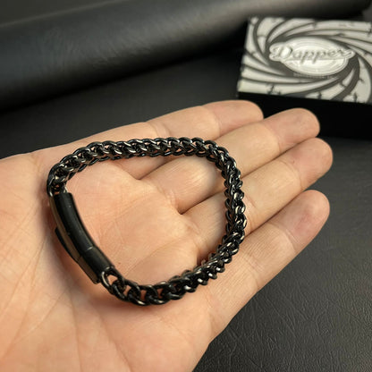 6mm black stainless steel Franco chain bracelet for men online in Pakistan